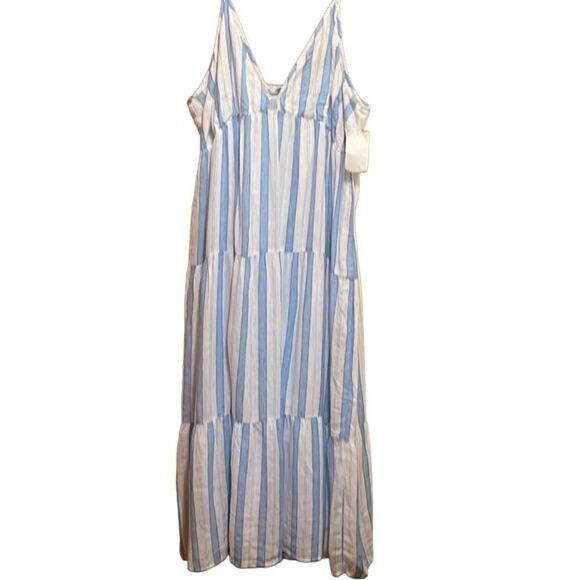 RAILS Avril Dress Size XXL Gibson Stripe Linen Blend 100% cotton Lining Midi New - Picture 5 of 16